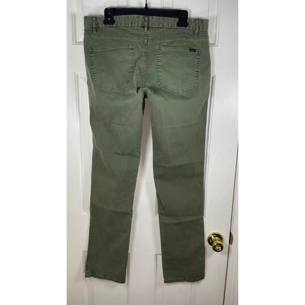 Faherty Brand Mens 34 Olive Green 5-Pocket Straight Leg Twill Pants Stretch 33" - Picture 8 of 8
